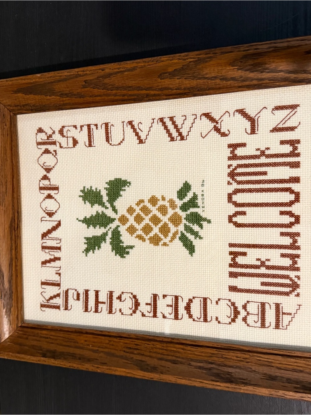 Pineapple Cross Stitch Sampler in Green and Gold